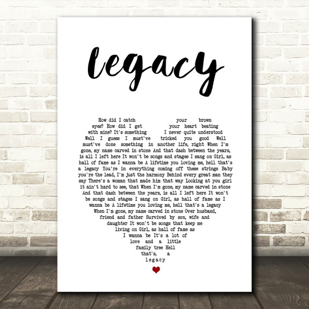 Cadillac Three Legacy White Heart Song Lyric Art Print