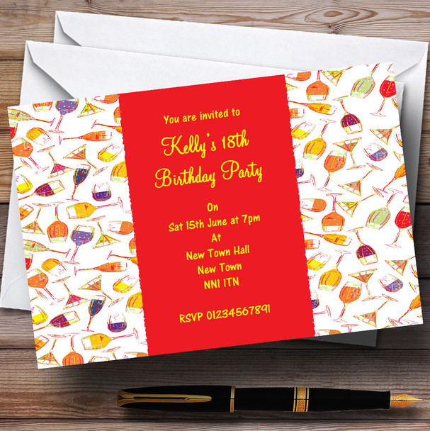 Cocktail Wine Champagne Personalized Party Invitations