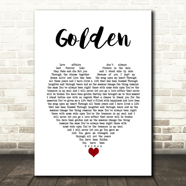 Cliff Richard Golden White Heart Song Lyric Art Print