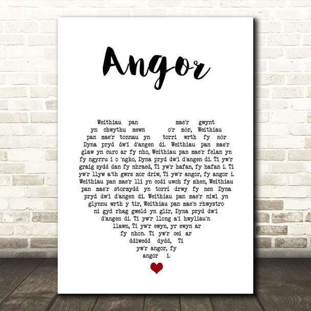 Tudur Huws Jones Angor White Heart Song Lyric Art Print