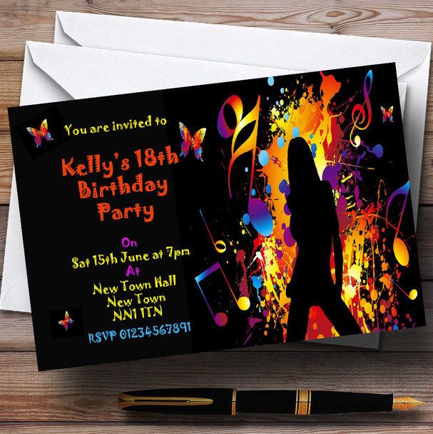 Music Disco Dancing Butterfly Personalized Party Invitations