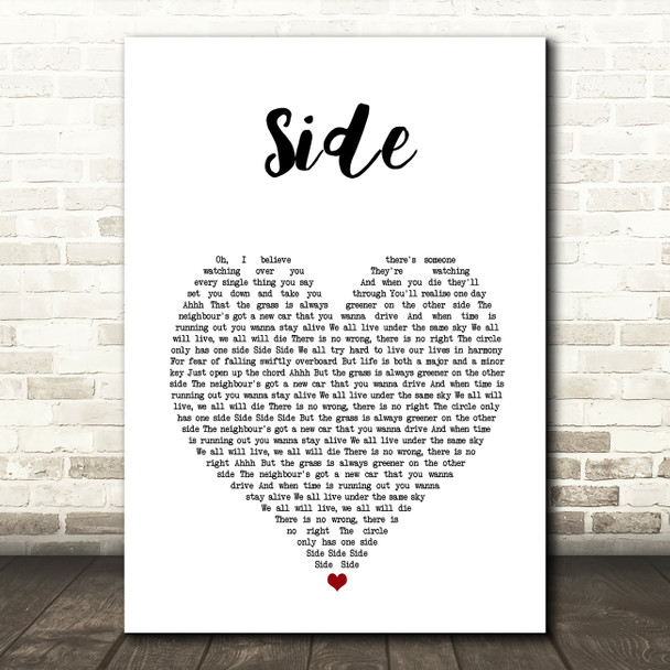 Travis Side White Heart Song Lyric Art Print