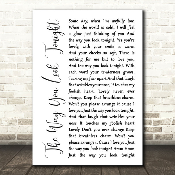 Fred Astaire The Way You Look Tonight White Script Song Lyric Art Print