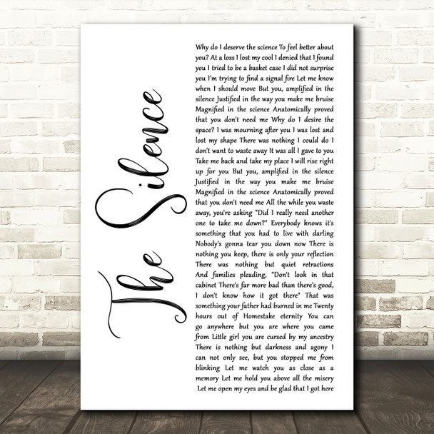 Manchester Orchestra The Silence White Script Song Lyric Art Print