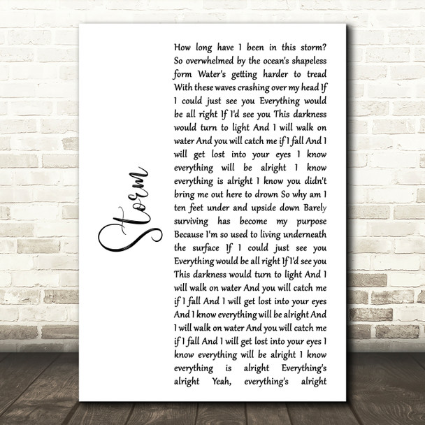 Lifehouse Storm White Script Song Lyric Art Print