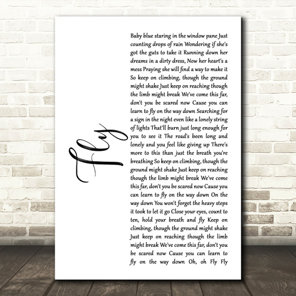 Maddie & Tae Fly White Script Song Lyric Art Print