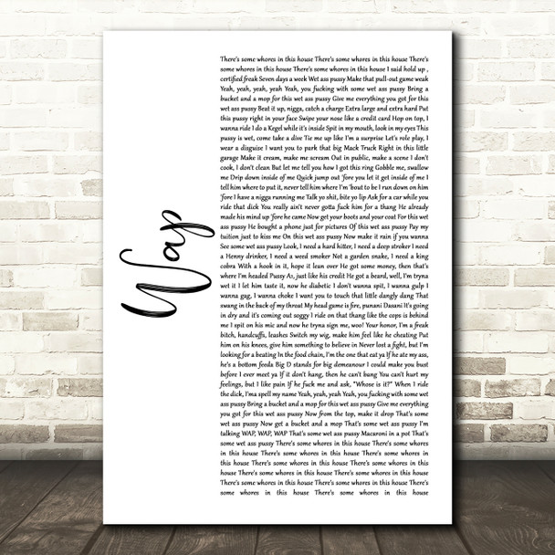 Cardi B WAP White Script Song Lyric Art Print