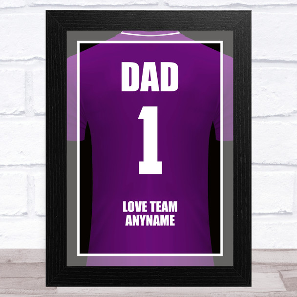 Dad No.1 Football Shirt Purple Personalized Dad Father's Day Gift Wall Art Print