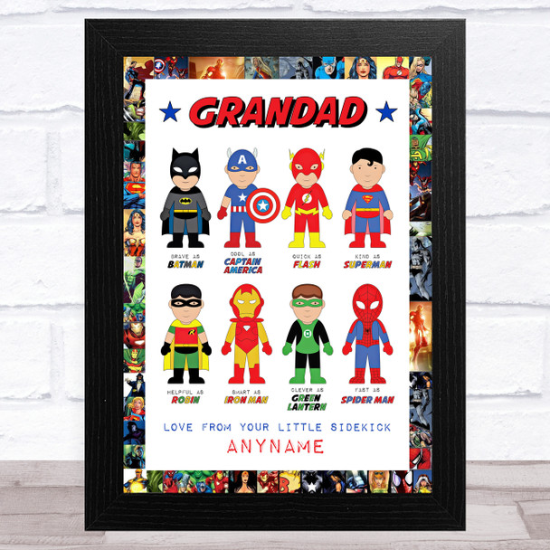 Grandad Like My Favourite Super Hero's Personalized Dad Father's Day Gift Print