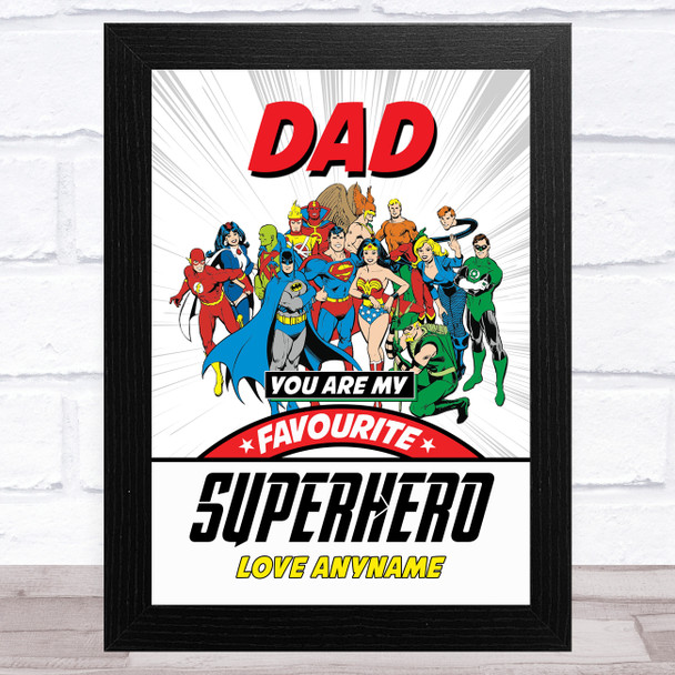 Dad My Favourite Superhero Vintage Personalized Dad Father's Day Gift Print