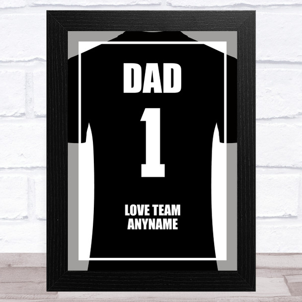 Dad No.1 Football Shirt Black Personalized Dad Father's Day Gift Wall Art Print