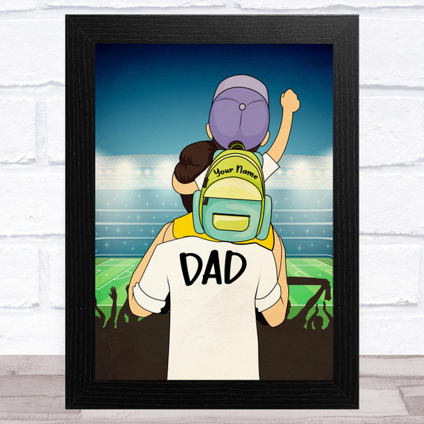 Dad With Son On Shoulders Light Skin Personalized Dad Father's Day Gift Print