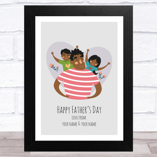 Dad, Son & Daughter Design 8 Personalized Dad Father's Day Gift Wall Art Print