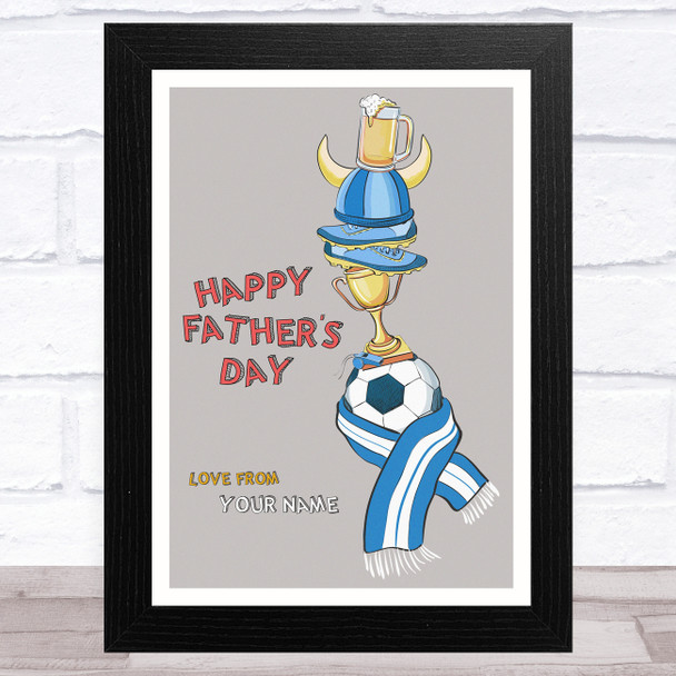 Football And Lager Beer Personalized Dad Father's Day Gift Wall Art Print