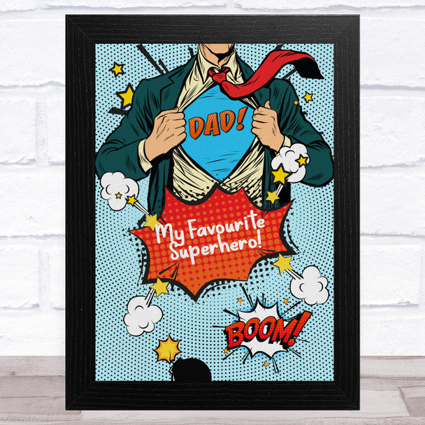 White Skin Superhero Dad Comic Style Dad Father's Day Gift Wall Art Print