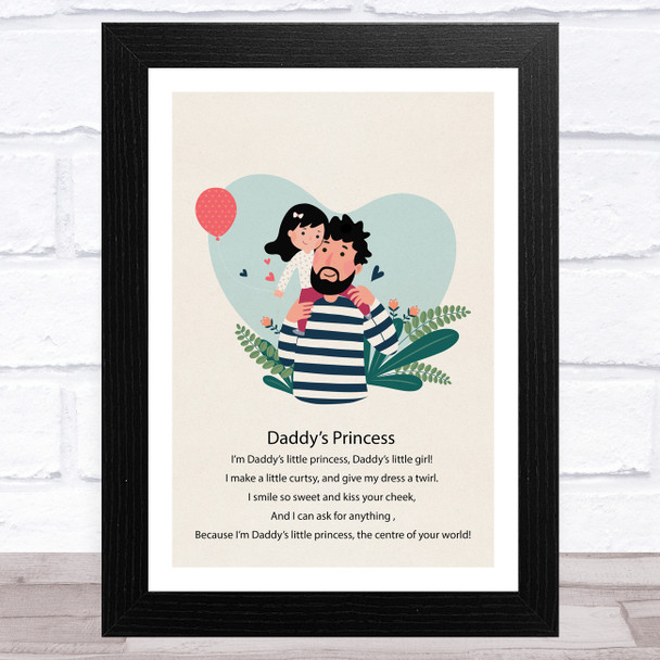 Daddy's Princess Design 1 Dad Father's Day Gift Wall Art Print