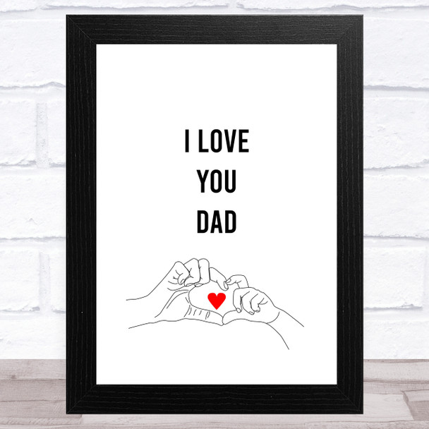 Heart Shape Hands Line Art Dad Father's Day Gift Wall Art Print