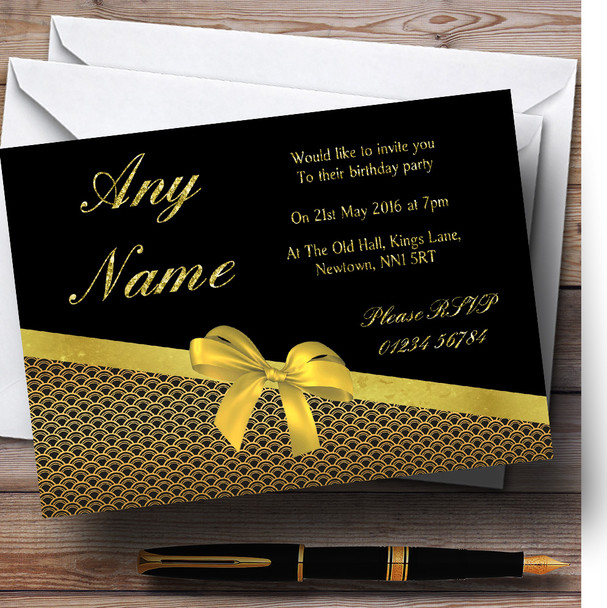 Classic Black And Gold Birthday Party Personalized Invitations
