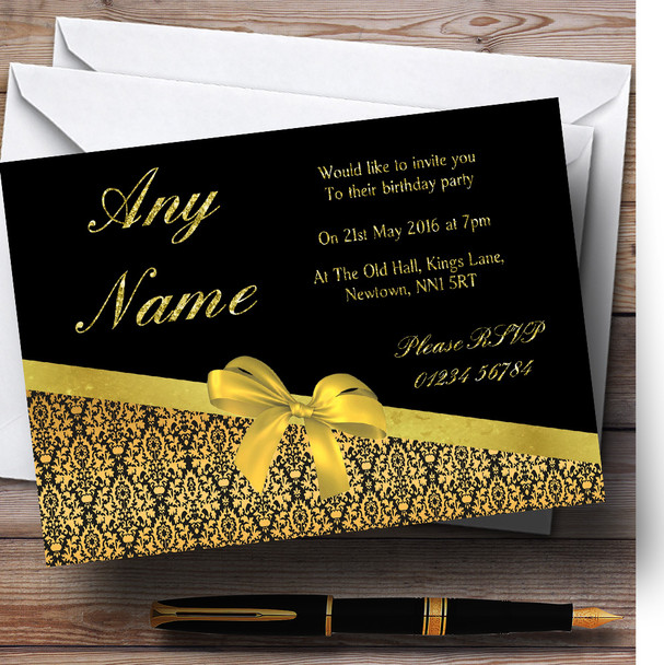 Classic Black And Gold Damask Birthday Party Personalized Invitations Classic Black And Gold Damask Birthday Party Personalized Invitations