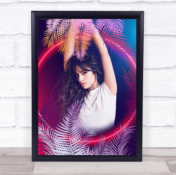 Camila Cabello Neon Pink Circle Botanical Wall Art Print