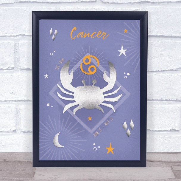 Cancer Zodiac Star Sign Symbol Light Blue Wall Art Print