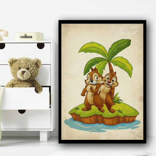 Chip 'N' Dale Chipmunks Vintage Wall Art Print