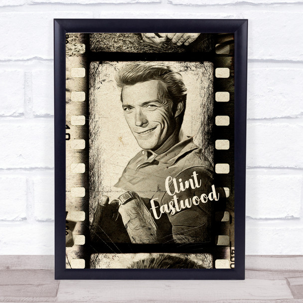 Clint Eastwood Vintage Movie Reel Wall Art Print