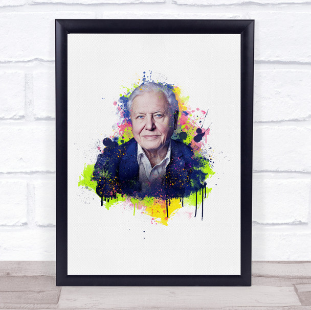David Attenborough color Splatter Drip Wall Art Print