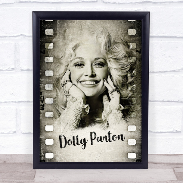 Dolly Parton Young Black & White Movie Reel Wall Art Print