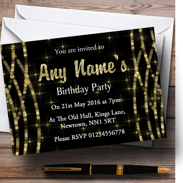 Gold And Glitter Glow Birthday Party Personalized Invitations
