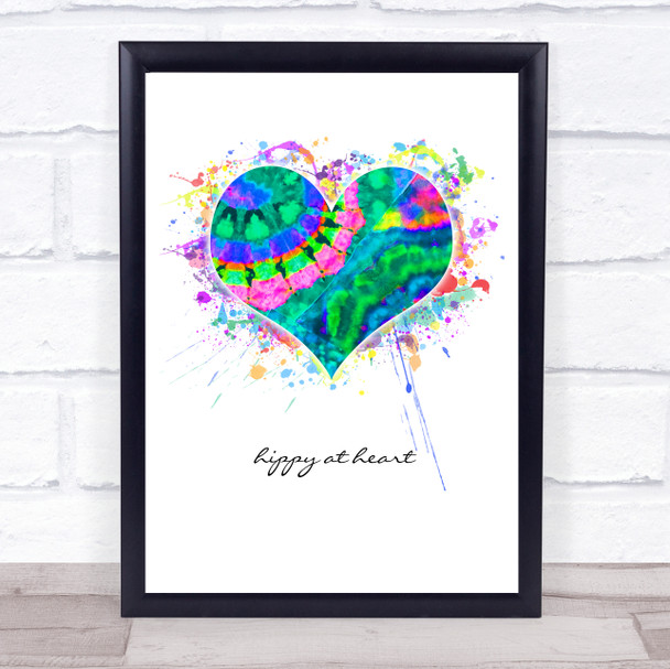 Hippy At Heart Tie Die Splatter Heart Wall Art Print