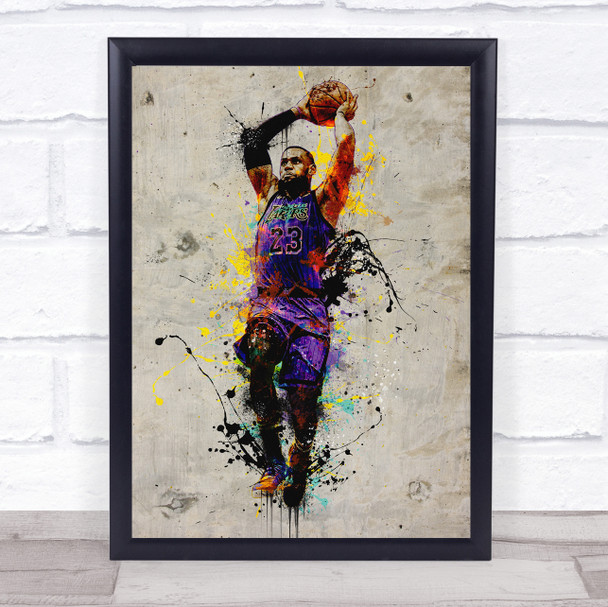Lebron James Basketball Splatter Wall Art Print