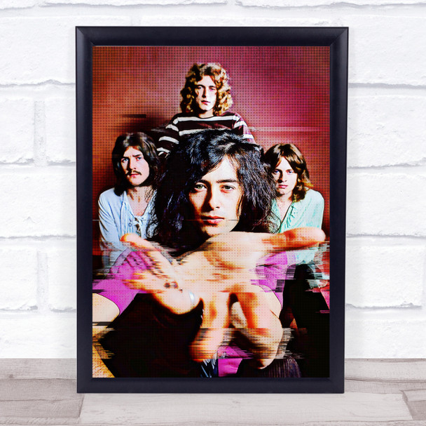 Led Zeppelin Glitch Art In Grunge Wall Art Print