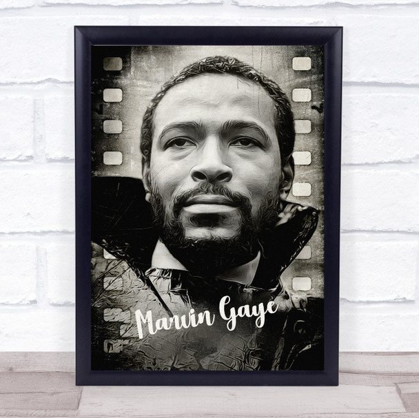 Marvin Gaye Black And White Movie Reel Wall Art Print