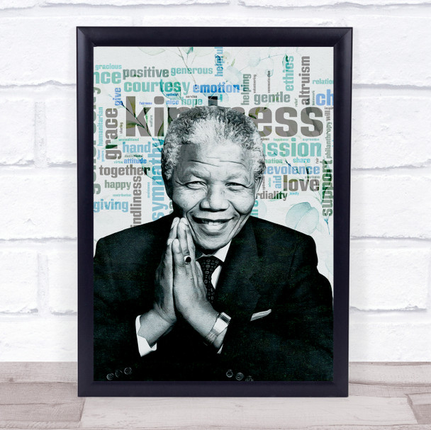 Nelson Mandela Blue Green Word Abstract Wall Art Print