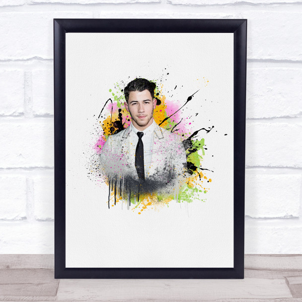 Nick Jonas Watercolor Splatter Drip Wall Art Print
