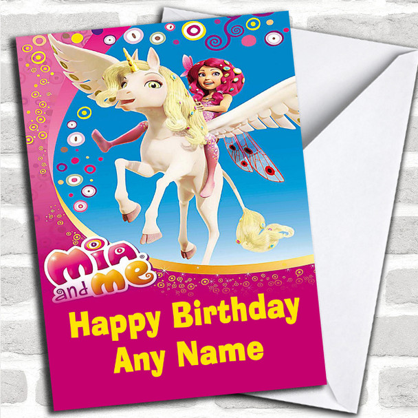 Pink Mia And Me  Personalized Children's Birthday Card