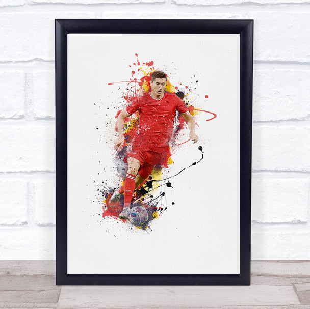 Robert Lewandowski Watercolor Splatter Drip Wall Art Print