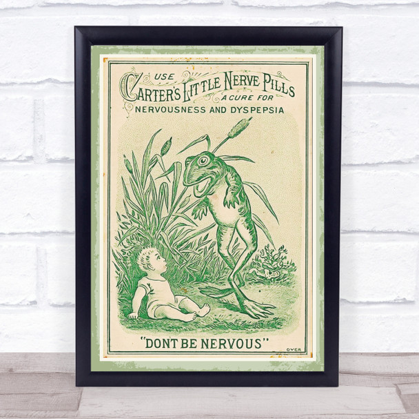 Vintage Advert Carters Nerve Pills Funny Frog Wall Art Print