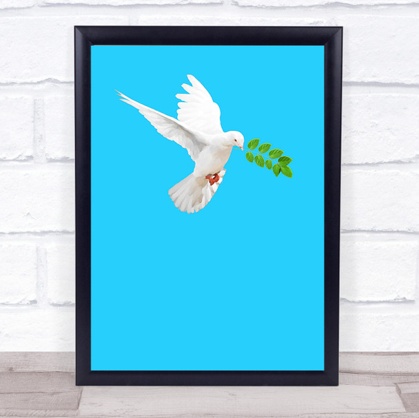 Watercolor Dove On Bright Blue Wall Art Print