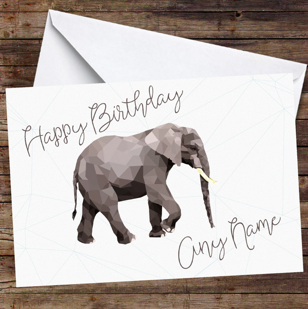 Elephant Polygon Simple Personalized Birthday Card