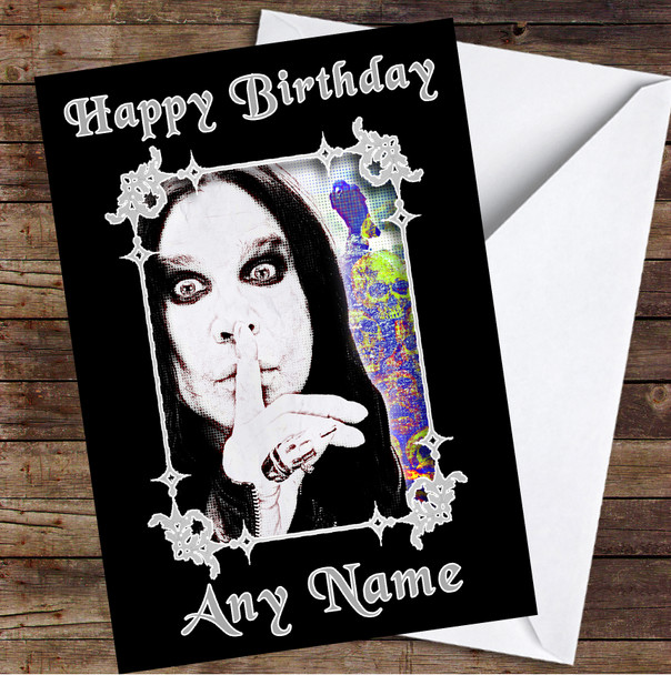 Ozzie Osbourne Crow Gothic Silver Frame Personalized Birthday Card