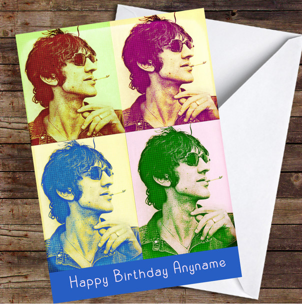 Richard Ashcroft Pop Art Pastel Repeat Personalized Birthday Card