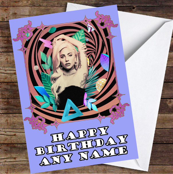 Lady Gaga Obscure Botanical Lavender Personalized Birthday Card