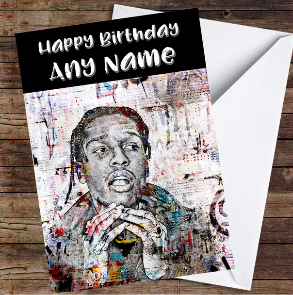 Asap Rocky Graffiti Fade Splatter Personalized Birthday Card