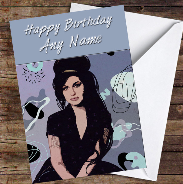 Amy Winehouse Abstract Lavender Personalized Birthday Card
