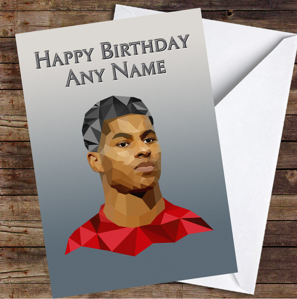 Marcus Rashford Polygon Simple Personalized Birthday Card