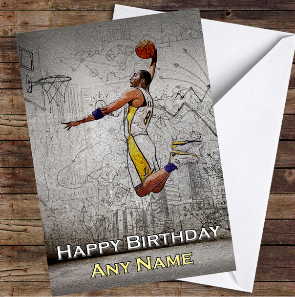 Kobe Bryant Basketball Sketch Personalized Birthday Card