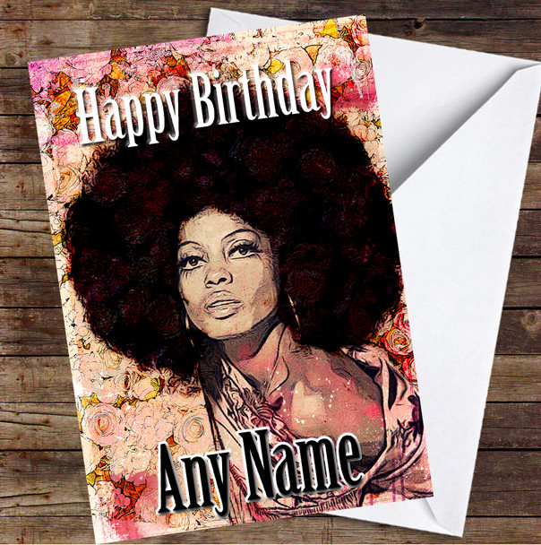 Diana Ross Floral Pink Paint Personalized Birthday Card