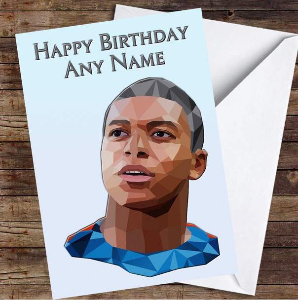 Kylian Mbappé Polygon Simple Personalized Birthday Card